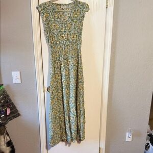 LOFT Green Floral Maxi Dress